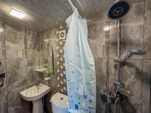 un bagno con doccia e lavandino di Nirok a Sevan Altre 40 foto