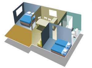 a illustration of a room with two beds at Camping 4 étoiles - Piscine - ccbfhbf in Badefols-sur-Dordogne