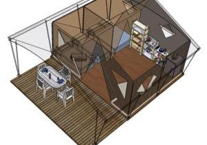 a drawing of a room with a table and chairs at Camping 3 étoiles - Piscine - ccbfhii in Bouzic
