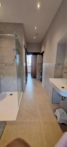a bathroom with a shower and a sink at Chateau de Gendersberg in Hanviller +8 photos