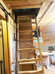 a ladder leading up to a tiny house at Les Jardins de Valinor in Thénezay +17 photos