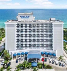 an aerial view of the magellan sutera resort at Ocean front Condo with balcony on the beach in Sunny Isles Beach