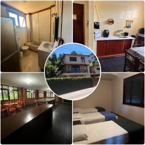 a collage of photos of a kitchen and a house at Quarto Comary in Teresópolis