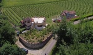 an aerial view of a house in the middle of a field at Apartman Dar Bošković Klasik in Danilovgrad