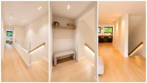 three views of a hallway in a house at The Frogner Park Townhouse with 2 garages in Oslo