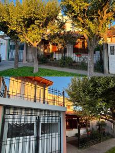 two pictures of a building with a tree in front of it at La Casa del Barrio in Ramallo