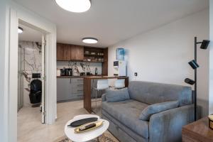 a living room with a couch and a table at Kosmaj Apartmani Košutica - Marija i Ksenija in Koraćica