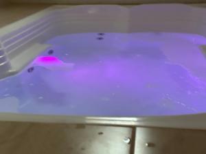 a bath tub with a pink duck in it at Mejor Hotel, Centro Medellín, Opera, adults only entertainment in Medellín