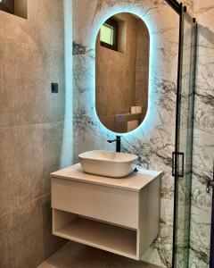 a bathroom with a sink and a mirror at RiverHouse Tošinović in Šipovo