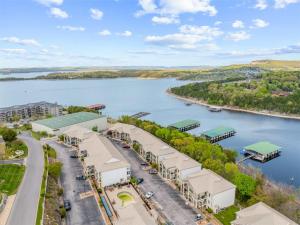 an aerial view of a marina with a river at Emerald Bay Escape with Sunroom in Hollister