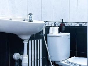 a bathroom with a sink and a toilet at Zzz Ijen Hostel in Banyuwangi +32 photos