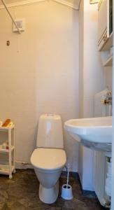 a bathroom with a toilet and a sink at Private Villa with parking - Skellefteå in Skellefteå