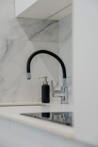 a kitchen sink with a soap dispenser on it at K16 Apartments in Krakow