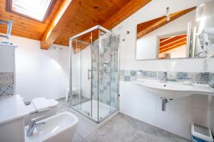 a bathroom with a shower and a sink at B&B Casale Pietrantica Tropea in Ciaramiti