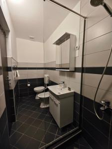 a bathroom with a sink and a toilet at Adriatic Apartment in Ulcinj +101 photos