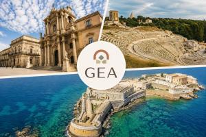 a collage of photos of a building and a lake at Gea Guest House in Syracuse +27 photos