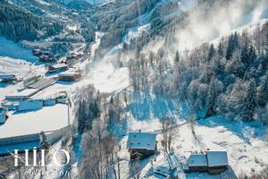 an aerial view of a mountain with snow and trees at Chalet Alya by HILO Collection in Les Allues