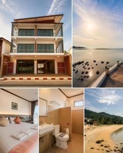 a collage of photos of a house and the beach at ClayHouse SAMUI Boutique Hotel in Koh Samui