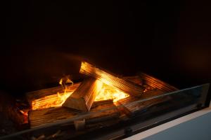 a fire in a grill with some wood on it at Spanisches Haus in Staßfurt +10 photos