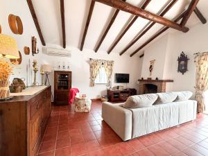 ein Wohnzimmer mit Sofa und Kamin in der Unterkunft Monte da Eira Nova in Avis