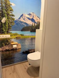 ein Badezimmer mit Toilette und Bergblick in der Unterkunft Blue Mountains in Wavre + 7 Fotos