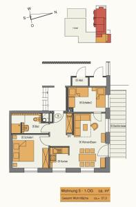 a floor plan of a house at Rodehuus Wohnung 5 in Borkum