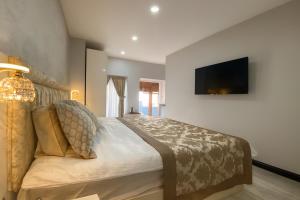 a bedroom with a bed and a tv on the wall at Şiva Pera Hotel & Spa in Istanbul +41 photos