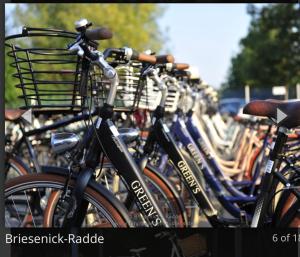 a row of bikes parked next to each other at Appartement Briesenick-Radde in Tossens