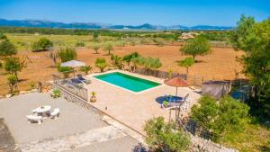 an overhead view of a swimming pool in a field at Son Morro in Santa Margalida +38 photos