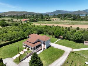 an aerial view of a house with a roof at Luxury Heaven farm one in Kastoria
