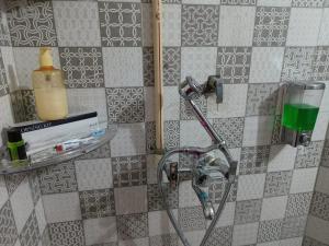 a shower in a bathroom with a shower head at Homestay Urmil Basant in Jaipur