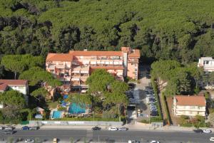 an aerial view of a building with a parking lot at Versilia Palace Hotel in Marina di Pietrasanta