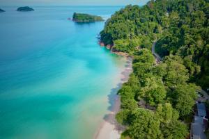 an aerial view of a beach with trees and water at Beach Jungle in Ko Chang