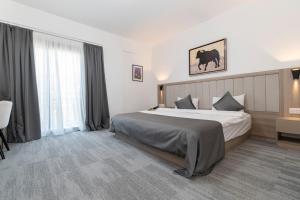 a bedroom with a large bed and a large window at Dorana Toro Hotel in Kyrenia +24 photos