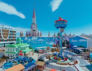 an aerial view of a city with a water park at Rixos Beldibi - Adult Only - The Land of Legends Access in Beldibi