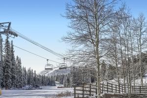 a ski lift with a tree on a snow covered slope at Beaver Run 1 Bedroom Condo in Breckenridge