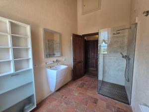 a bathroom with a shower and a sink at Agriturismo Camporotondo in Scarlino +28 photos