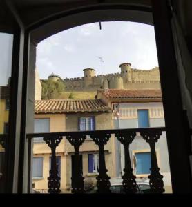 a view of a building from a window at La Casa de Nona in Carcassonne