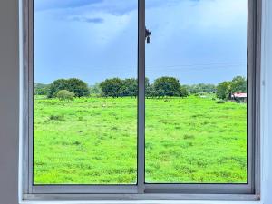 a window looking out at a field of green grass at Mirador, Coveñas 302 in Coveñas