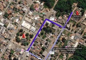a map of a city with a blue line at Casa no Centro de Bonito no condomínio Eco Bonito in Bonito