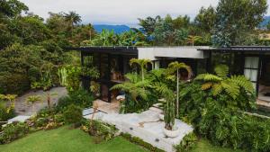 a house with palm trees in front of it at Element Quindío in Boquía