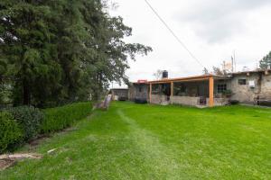 a yard with a house and a house with green grass at Hospedaje Las Palmas By GEstores in Huasca de Ocampo