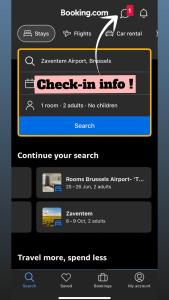 a screenshot of the check in info page on a cell phone at Rooms Brussels Airport- 'The Good Place' in Zaventem