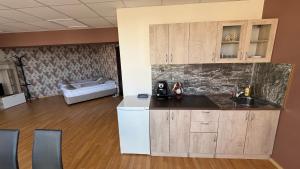 a kitchen with a sink and a counter in a room at Апартамент 503 in Samokov