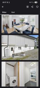 a collage of two pictures of a kitchen and a house at Gjerdrum in Gjerdrum