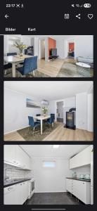 two pictures of a kitchen and a living room at Gjerdrum in Gjerdrum +3 photos