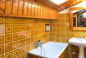a bathroom with a sink and a bath tub at Pian delle Betulle Alpine Loft in Margno +12 photos