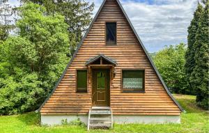 a small house with a steep roof with a ladder at 2 Bedroom Nice Home In Bad Lobenstein in Bad Lobenstein +6 photos