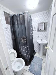 a bathroom with a toilet and a sink at Hotel Simon II in Antofagasta