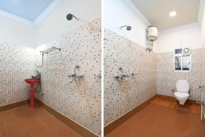 a bathroom with a shower and a toilet at Super Collection O Kalighat Metro Station Formerly RM Guest Home in Ālīpur